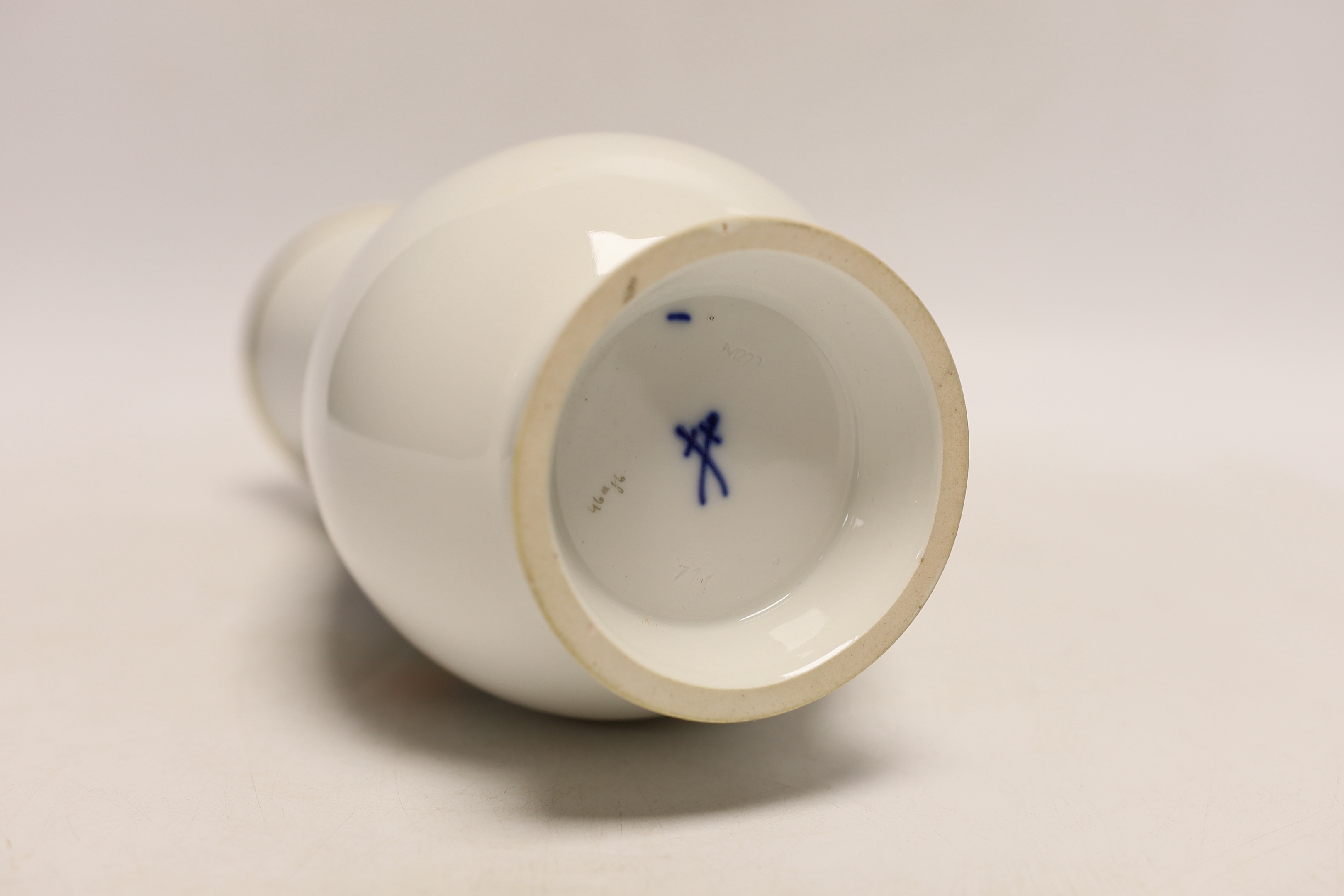 A cased Meissen floral vase, c1970, 24cm high